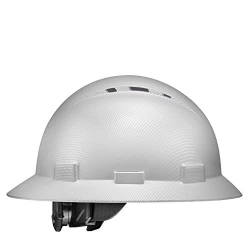 Full Brim Vented OSHA Construction Hard Hat, White Carbon Fiber, Work Approved Safety Helmet, Carbon Fiber Custom Design Hard Hats, Cascos De Construccion Hardhat for Men, Hard Hat by ACERPAL