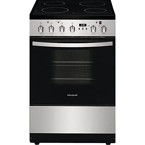 Frigidaire FCFE2425AS 24″ Electric Freestanding Range with 4 Burners, Smoothtop Cooktop, Storage Drawer, in Stainless Steel