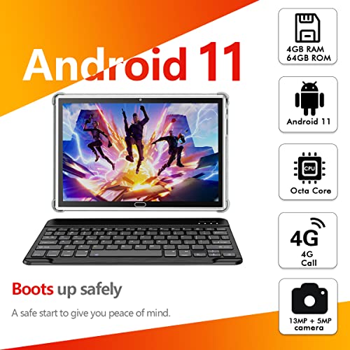 Tablet 2023 Newest 2 in 1 Tablet 10 inch Android 11 4G Cellular Tablet with Dual Sim Card Slot 4GB+64GB+512GB Expandable Storage Octa-Core 13MP Camera WIFI Tablet with Keyboard Mouse Stylus(Black) | The Storepaperoomates Retail Market - Fast Affordable Shopping