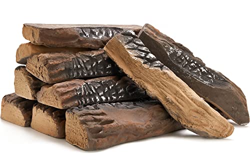 BIOMAND Gas Log for Fireplace, 10 Peice Realistic Ceramic Wood Logs