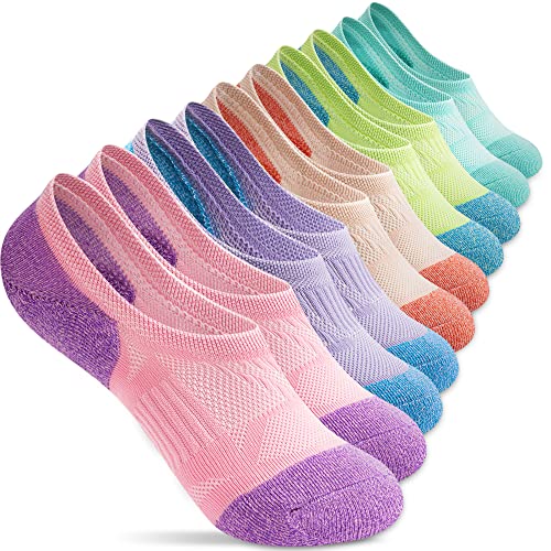 Gonii No Show Socks Womens Athletic Running Low Cut Cushioned Compression Socks 5-Pairs