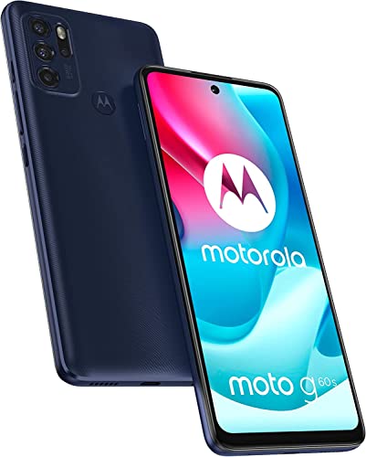 Moto G60s XT2133-2 4G LTE 128GB + 6GB GSM NFC Global Unlocked Quad Camera International Version (No US Warranty) (Not Verizon Sprint Boost Cricket) (w/Fast Car Charger Bundle) (Ink Blue)