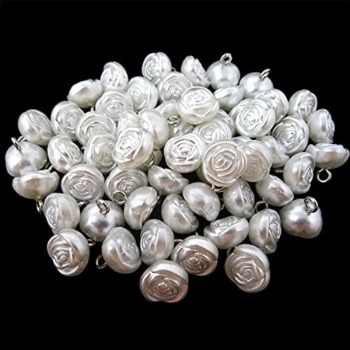 Honbay 60PCS Plastic Rose Shape Buttons Half Domed Pearl Buttons with Metal Shank for Wedding Dress Sweaters Shirts and Other Craft Projects (10mm/0.4inch) | The Storepaperoomates Retail Market - Fast Affordable Shopping