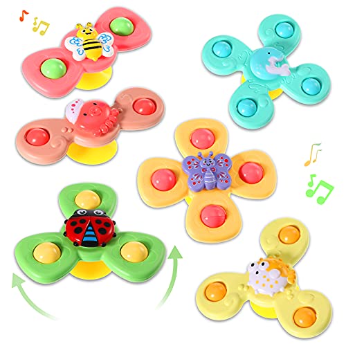 Harrycle 6 Pieces Suction Cup Spinner Toy Sea Theme Sensory Bath Spinner Toys Butterfly Suction Toys for Birthday Learning Game and Party Supplies
