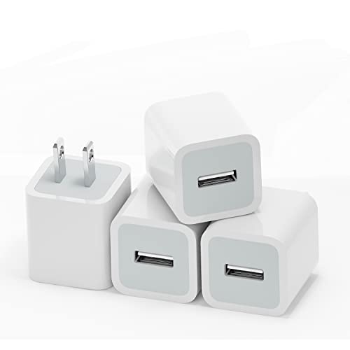 FANGBEN USB Wall Charger Block,4Pack USB Charger Plug Box Charging Cube Cell Phone Brick Compatible with iPhone Xr X Xs Xs Max SE 8 8 Plus 7 7 Plus 6 6s Plus 5 5S