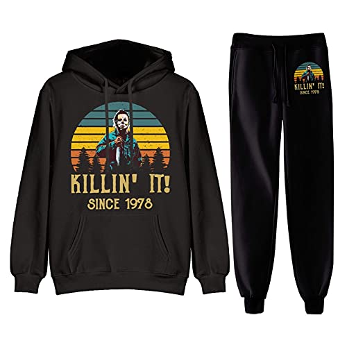Halloween Hoodie and Sweatpants Set Stylish Movie Fans Casual Men and Women