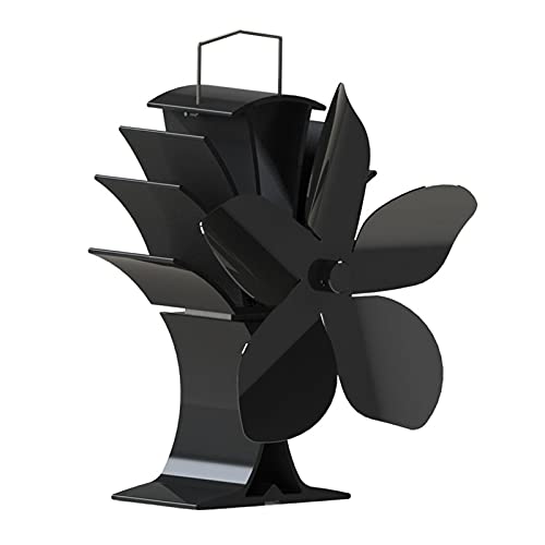 Fireplace Fan,Wood Stove Fan,Winter Home 5 Blades Heat Powered Stove Fan for Wood Burner(Black)