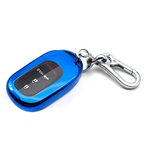 INFIPAR Fit for 2022 Honda Accord Civic TPU Key Fob Remote Cover Case Shell Glove Pouch Holder Protector Keyless Entry Sleeve Accessory, with Key Chain, Blue