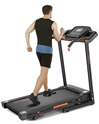 UREVO Foldable Treadmill with Incline, Folding Treadmill for Home Electric Treadmill Workout Running Machine, Handrail Controls Speed, Pulse Monitor