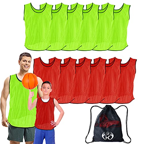 Perzomido Soccer Scrimmage Team Practice Jersey, Scrimmage Vests Team pinnies Jerseys for Sport Basketball Football (12 PCS Medium)
