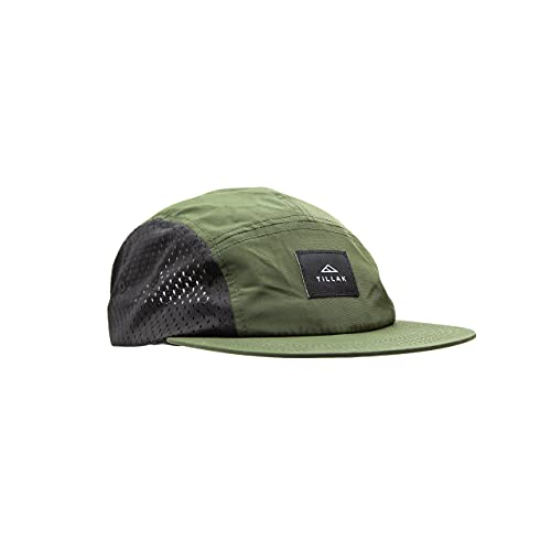 Tillak Wallowa Trail Hat, a Lightweight Nylon and Stretch Mesh 5 Panel Cap (Fir Green)