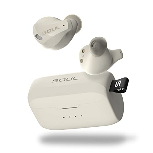 New Soul Emotion PRO Wireless Bluetooth Earbuds – Hybrid Active Noise Cancelling in-Ear Headphones with Wireless Charging Case for Music and Calls – Superior Sound Quality and Comfort – Beige