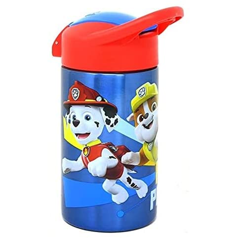 Zak Designs, Inc. Paw Patrol Stainless Steel Bottle for Kids – Insulated Water with Push Button Spout, Perfect School Days and Trips 15.5 oz, Blue (‎PWPYV451)