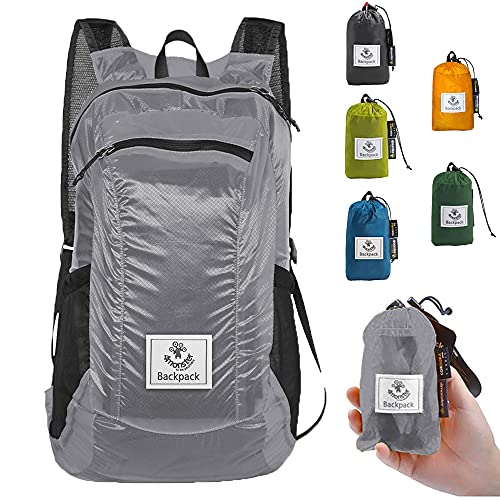 4Monster Hiking Daypack,Water Resistant Lightweight Packable Backpack for Travel Camping Outdoor (Silver, 16L)
