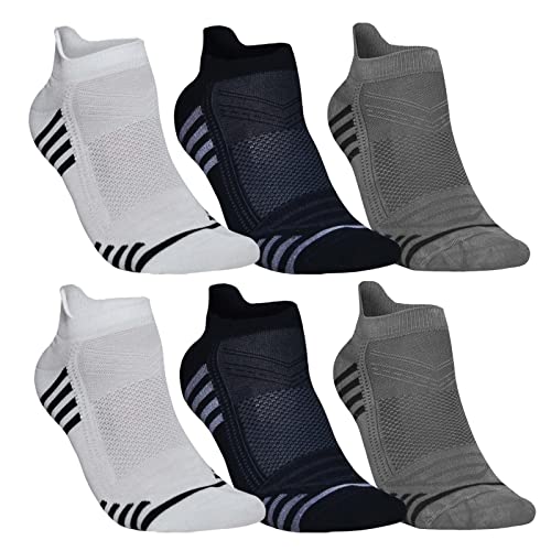 BRIENNE Men’s BAMBOO Thin Breathable Athletic Performance Ankle Socks Low Cut Comfort Design Absorbent Socks 6 Pairs, Size 9-12(9-12, Mix)