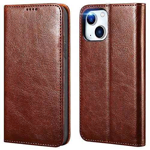 iPhone 13 Mini Wallet Case, ICARERCASE Leather Wallet Case [RFID Blocking] [Card Slots] Magnetic Closure and Stand Case Compatible for iPhone 13 Mini 5.4 inch 2021 (Brown)
