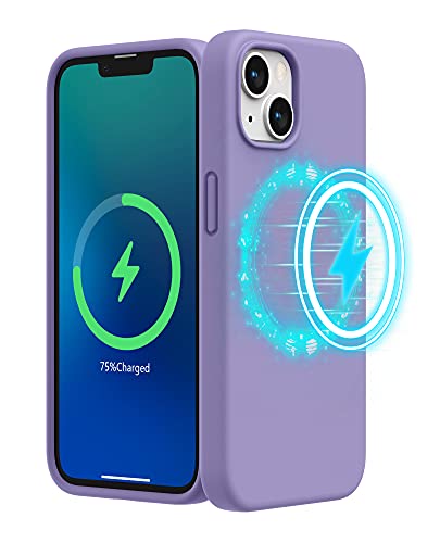 SURPHY Magnetic Case Designed for iPhone 13 Case Compatible with MagSafe (6.1 inch 2021 Release), Liquid Silicone Phone Case with Microfiber Lining (Light Purple)