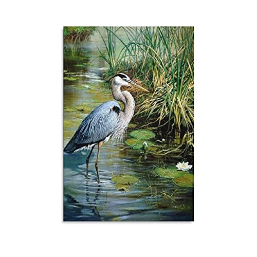 WAWSN Great Blue Heron American Bird 13 Canvas Poster Wall Art Decor Print Picture Paintings for Living Room Bedroom Decoration 24x36inchs(60x90cm)