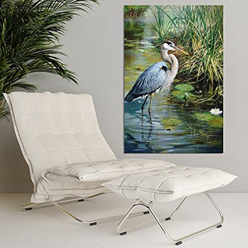 WAWSN Great Blue Heron American Bird 13 Canvas Poster Wall Art Decor Print Picture Paintings for Living Room Bedroom Decoration 24x36inchs(60x90cm) | The Storepaperoomates Retail Market - Fast Affordable Shopping