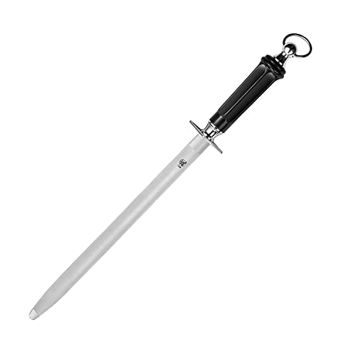 MITSUMOTO SAKARI 10 inch Knife Sharpening Steel Honing Rod, Japanese High Carbon Flat Honing Steel, Professional Kitchen Steel Knife Sharpener (ABS Handle & Powerful Magnet)