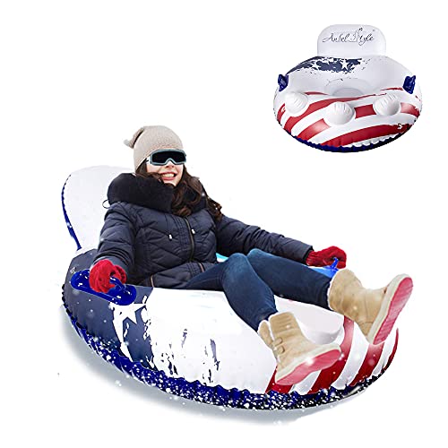 Omil Snow Tube 50″ Thickened Inflatable Sled for Kids and Adults Heavy Duty Snow Sledding Tube with Higher Handles Freeze-Proof & Wear-Resistant Inflatable Snow Tube (National Flag)
