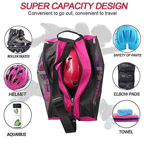 QING PU2021 Roller Skate Bag,Breathable Ice Skate Bags with Adjustable Shoulder Strap, Oxford Cloth Skating Shoes Storage Bag, for Women Men and Adults Roller Skate Accessories(Pink) | The Storepaperoomates Retail Market - Fast Affordable Shopping