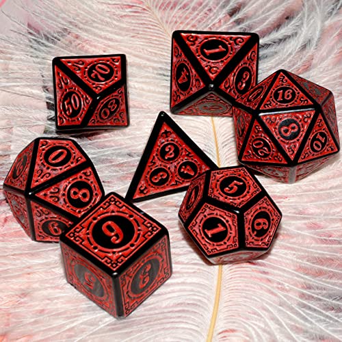 Carving in Red Black DND Dice Set for Board Game | The Storepaperoomates Retail Market - Fast Affordable Shopping