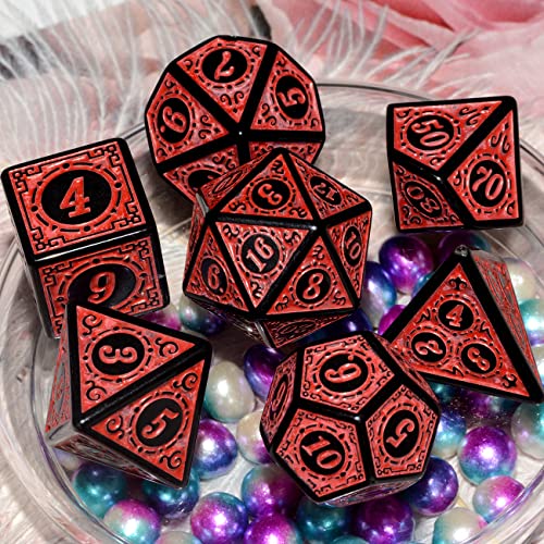 Carving in Red Black DND Dice Set for Board Game | The Storepaperoomates Retail Market - Fast Affordable Shopping