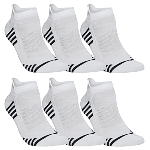 BRIENNE Men’s BAMBOO Thin Breathable Athletic Performance Ankle Socks, Low Cut Comfort Design Absorbent Socks, 6 Pairs, Size 9-12 (9-12, White)