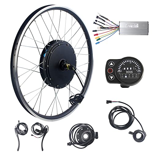 LECHEN 48v 1500W 26Inch Electric Bike Conversion Kit Rear Rotate Brushless Gearless Wheel Hub Motor Kit with LED900S Display for Ebike Kit