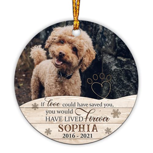 WETER Personalized Pet Memorial Ornament, Custom Pet Memorial Photo Ornament, Pet Heaven Ornament Decoration (1.5 Dog Memorial Ornament)