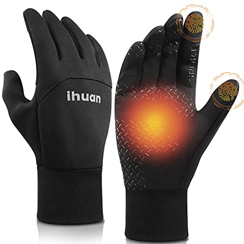 ihuan Winter Gloves for Men and Women – Waterproof Warm Glove for Cold Weather, Thermal Gloves with Touch Screen Finger for Workout, Running, Cycling, Bike