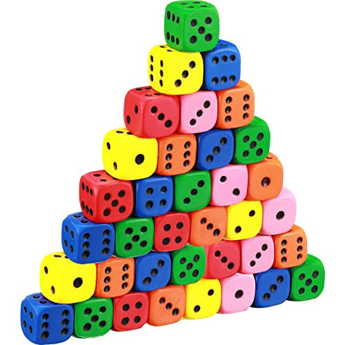 36 Pieces Foam Dice Colorful Dice Cubes Block of Dice with Number Dots for Boy Girl Over 6+, Building, Educational Toys, Math Teaching, Pastime, Party Favors and Classroom Supplies