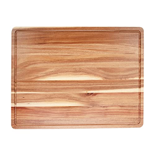 Cibeat Acacia Extra Large Wood Cutting Board 24 x 18 Inch, 1.2 Inches Thick Butcher Block, Reversible Wooden Kitchen Block, Cheese Charcuterie Board, with Side Handles and Juice Grooves