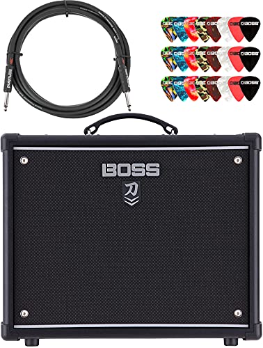 Boss Katana 50 MkII Guitar Combo Amplifier Bundle with Instrument Cable and Picks