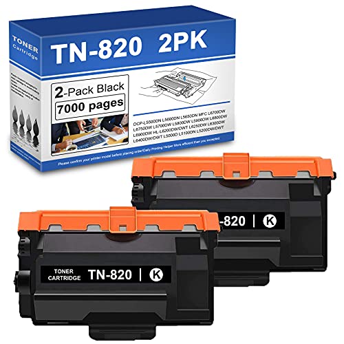 LKKJ 2 Pack TN820 Black Toner Cartridge Compatible TN-820 Toner Cartridge Replacement for Brother DCP-L5500DN L5600DN L5650DN MFC-L6700DW HL-L6200DW/DWT Printer Toner.