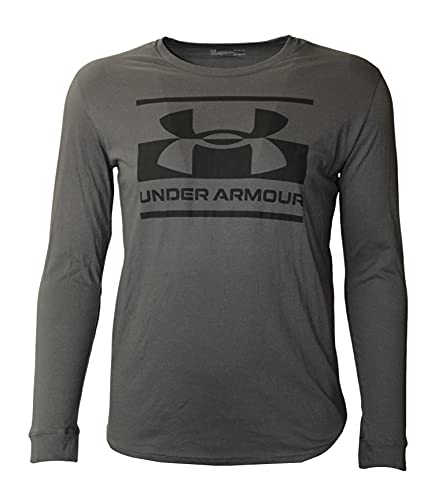 Under Armour Men’s HeatGear Shirt Athletic Long Sleeve Tee Cotton Blend (Charcoal/Black, Small)