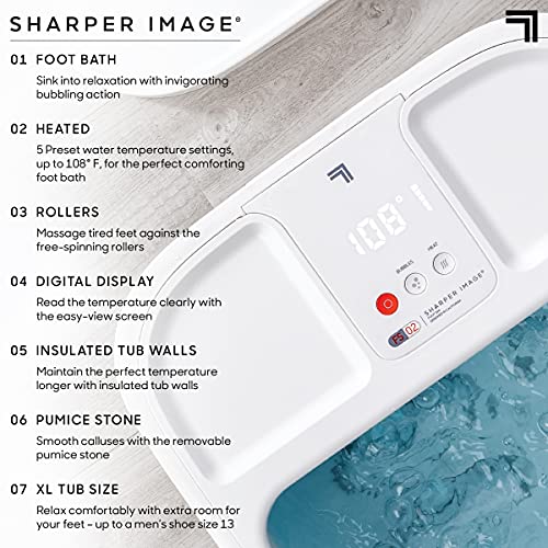 Sharper Image Spahaven Foot Bath, Heated Spa with Massage Rollers & LCD Display, 108 Degree Heat with Insulated Walls & Pumice Stone, Soothe & Rejuvinate Tired Feet, Aromatherapy Holiday Gift | The Storepaperoomates Retail Market - Fast Affordable Shopping