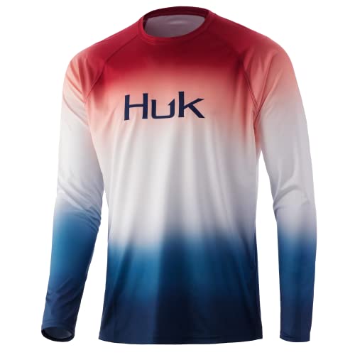 HUK Men’s Standard Pattern Pursuit Long Sleeve Performance Fishing Shirt, Flare Rade-Americana, 3X-Large