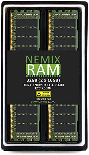 32GB 2x16GB DDR4-3200 PC4-25600 2Rx8 RDIMM ECC Registered Memory by NEMIX RAM