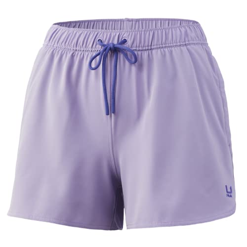 HUK Women’s Standard Volley Elastic Waist Quick-Dry Shorts +30 UPF, Lavender, Medium