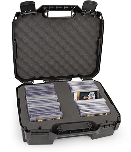 CASEMATIX Graded Card Case Compatible with 60+ BGS PSA FGS SGC Graded Sports Trading Cards, Rugged Graded Slab Card Storage Box with Custom Card Carrying Case Impact Absorbing Dual Foam Slots
