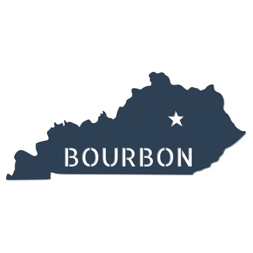 POEM Studio Kentucky Bourbon Metal Wall Art Decor – State Silhouette Birthplace of Bourbon Whiskey – Metal Decorative Accent Home Decor Sign for Man Cave, Office, Garage, Bar, Pub – 24 Inch – Spruce