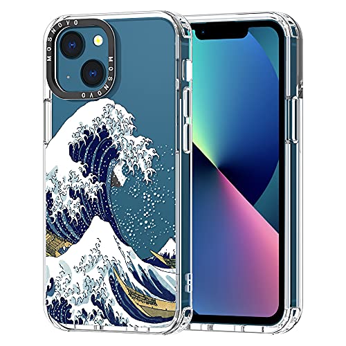 MOSNOVO Compatible with iPhone 13 Mini Case, Tokyo Wave Print for Girl Women Men [ Buffertech™ Shockproof ] Transparent TPU Bumper Clear Phone Case Cover Designed for iPhone 13 Mini 5.4 Inch