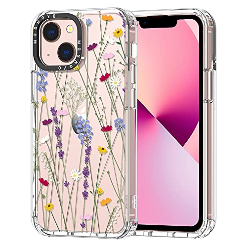 MOSNOVO Compatible with iPhone 13 Case, Summer Wild Flower Garden Print for Girl Women [ Buffertech?Impact ] Transparent TPU Bumper Clear Phone Case Cover Designed for iPhone 13 6.1 Inch