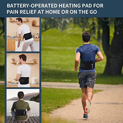 MELISSA Cordless Heating Pad for Back Pain Relief, Portable Wrap with Adjustable Strap for Cramps, Waist, Lumbar, Abdomen, Electric 3 Heat Settings Rechargeable with 10000mAh Battery – Black | The Storepaperoomates Retail Market - Fast Affordable Shopping