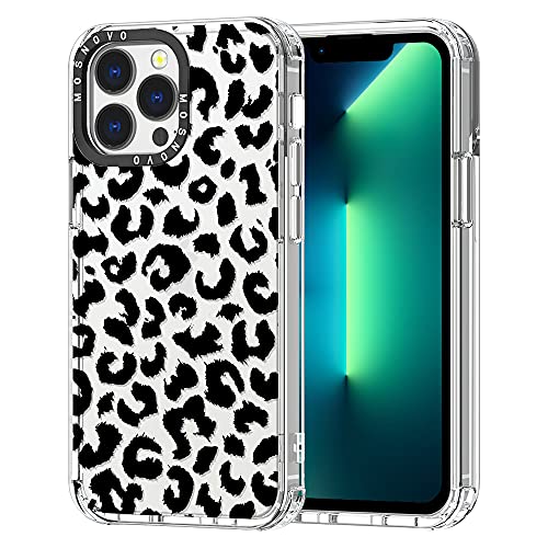 MOSNOVO Compatible with iPhone 13 Pro Case, Black Leopard Print for Girl Women Men [ Buffertech™ Impact ] Transparent TPU Bumper Clear Phone Case Cover Designed for iPhone 13 Pro 6.1 Inch