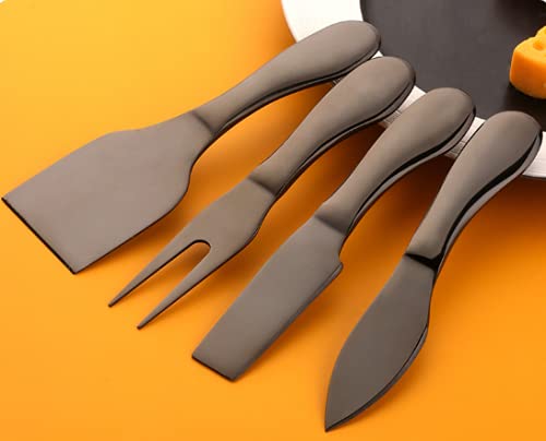 Black Cheese Knives Set 6 Piece Slicer Cutter Fork Spreader Tool Collection Stainless Steel | The Storepaperoomates Retail Market - Fast Affordable Shopping