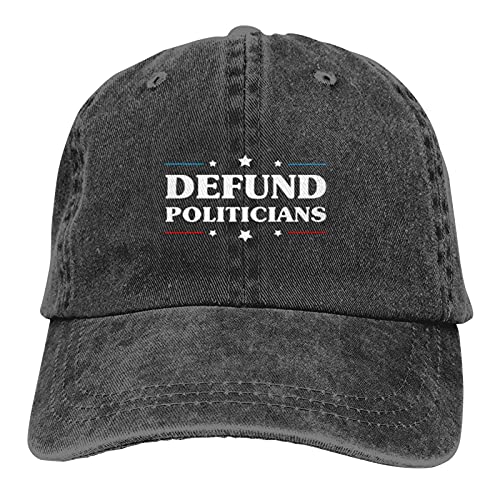Defund Politicians – Libertarian Political Cap Adult Adjustable Mountaineering Classic Washed Casquette Denim Cap Hat for Outdoor