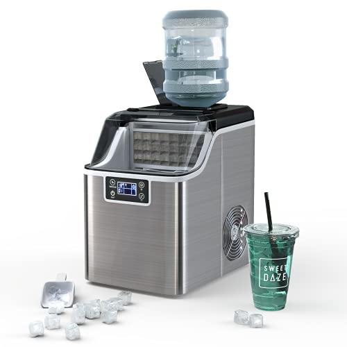 COSTWAY Countertop Ice Maker, 40LBS/24H Portable Compact Ice Machine with Top Inlet Hole, Auto Self-Cleaning Function, 24 pcs Ice Cube in 15 Mins, Ice Scoop and Basket Perfect for Home, Party, Office